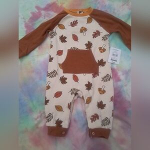 Autumn Leaf and Mushroom Baby Onesie